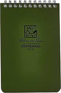 رايت ان ذا رين دفتر ملاحظات بسلك حلزوني علوي مقاوم للطقس 946، مقاس 4 انش × 6 انش، غطاء اخضر، نمط عالمي، عبوة واحدة