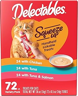 Hartz Delectables Squeeze Up Variety Packs Interactive Lickable Wet Cat Treats, case of 72