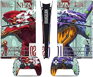 تانوكيه مجموعة ملصقات وحدة تحكم بلاي ستيشن 5 رفيعة | Evangelion Unit-01 Eva-01 02 | ملصق كامل من الفينيل بلمسة نهائية غير لامعة | متوافق مع سوني بلاي ستيشن 5 الاصدار الرقمي النحيف