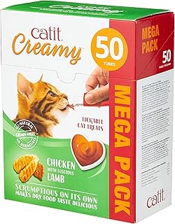 Catit Creamy Treats Mega Pack Chicken with Lamb, 50 tubes/box