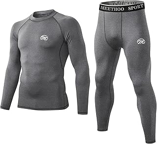 MeetHoo Men's Compression Base Layers Long Johns Winter Gear with Fleece Lined for Skiing