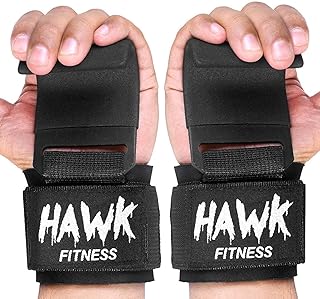 HWK Sports Weightlifting Hooks with Wrist Straps for Men & Women, Black, Padded Lifting Hooks with Heavy Duty Lifting Straps Ideal for Weightlifting, Bodybuilding & Powerlifting Weights up to 700lbs