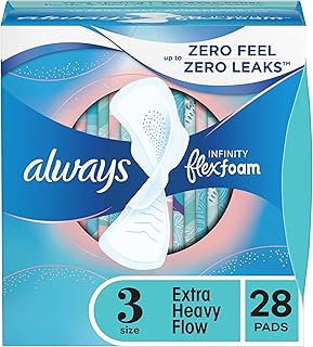 Always Infinity Feminine Pads for Women, Size 3 Extra Heavy Flow Absorbency, with Flexfoam, with Wings