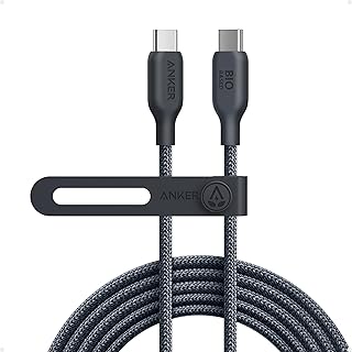 انكر كيبل USB C سلك شحن سريع مضفر بيولوجيًا بقدرة 240 واط لموبايل ايفون 16/16 برو ماك بوك 2020 ايباد والمزيد 2.0 10 قدم اسود فانتوم