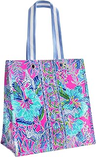 Lilly Pulitzer Market Shopper Bag, Reusable Grocery Tote, Shoulder Bag for Produce or Travel