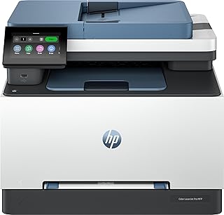 HP طابعة كولور ليزر جيت برو MFP 3303fdw الكل في واحد للطباعة والنسخ والمسح الضوئي والفاكس للاعمال الصغيرة والمتوسطة، لاسلكية، طباعة من الجوال او التابلت، شاشة لمس، ازرق داكن - 499M8A، اتش بي، اللون