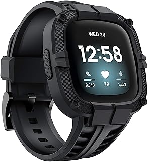 GELISHI متوافق مع سوار Fitbit Versa 3 مع ممتص للصدمات، حافظة واقية رياضية من مادة TPU ملحقات حزام بديل لساعة Fitbit Sense/Fitbit Versa 3 الذكية, ممحاة