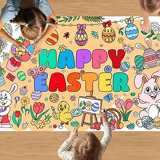 VARACL Easter Coloring Tablecloth for Kids, Easter Games Activities DIY Crafts Jumbo Giant Coloring Poster Table Cloth Cover for Home Classroom Party Decorations Supplies