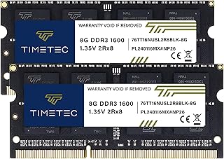 تايم تيك مجموعة 16GB 2x8GB DDR3L / DDR3 1600MHz DDR3L-1600 PC3L-12800 PC3-12800 غير ECC مخزنة مؤقتة 1.35 فولت/1.5 فولت CL11 2Rx8 204 دبوس SODIMM لابتوب نوت بوك كمبيوتر وحدة ذاكرة RAM ترقية