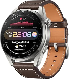 HUAWEI WATCH 3 برو - 4G متصل ساعة ذكية مع صحة كل يوم الرصد، الدعوة المستقل، 24/7 SPO2 ومعدل ضربات القلب والرصد، المدمج في نظام تحديد المواقع، تصل إلى 21 يوما عمر البطارية، براون الجلود، سوار جلدي بني