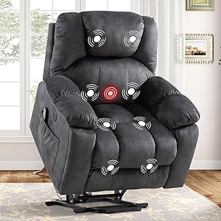 Phoenix Home Large Power Lift Recliner with Massage and Heat for Elderly, Electric Chair with USB Port, 2 Hidden Cup Holders, Dark Grey2