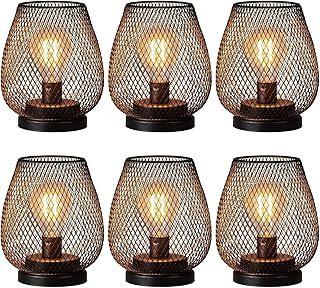 NEEDOMO 6 Pack Battery Operated Lamp Outdoor Table Lantern, LED Table Lantern with Timer Mode, Vintage Decorative Lights Cordless Lamp Indoor Outdoor Patio Bedroom Living Room with LED Bulb