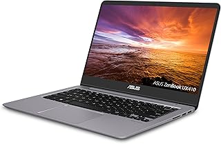 اسس لابتوب زين بوك رفيع للغاية بشاشة FHD IPS 14 انش ومعالج انتل كور i7-8550U وذاكرة DDR4 8GB وSSD 128GB وهارد ديسك 1TB وويندوز 10 وكيبورد باضاءة خلفية 3 باوند، لون رمادي كوارتز UX410UA-AS74