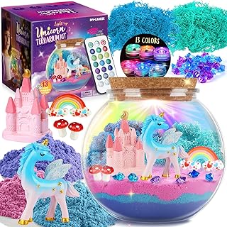 Unicorn Gifts for Girls - Unicorn Terrarium Set for Kids - Birthday Gift for Girls Age 4, 5, 6, 7, 8-12 Years - DIY Unicorn Toy for Girls - Christmas Craft Kit for Kids