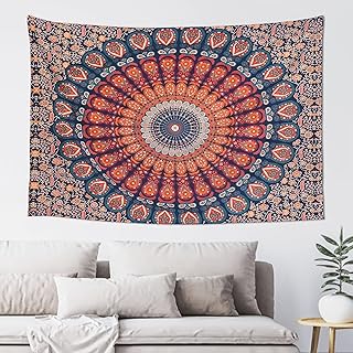 Hulnulnu Red Tapestry Indian-Hippie-Gypsy Bohemian Wall-Hanging-Tapestry,Multi Color Large Mandala Hippie Tapestry for Cafes Companies Bedroom Décor