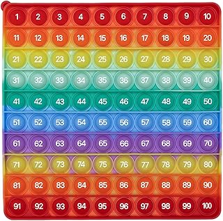لعبة بوب إن تيتش 100 بوب إت فيدجيت لعبة قوس قزح مئات الرسم البياني للأطفال - عد إلى 100 رقم - فقاعة بوب إت - لعبة كبيرة مربعة حسية