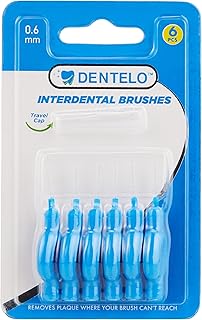 Dentelo Interdental Brushes 0.6Mm | Designed To Easily Reach | Removes Plaque Between Teeth And Under The Gum line | Perfect For Cleaning Braces | 6Pcs