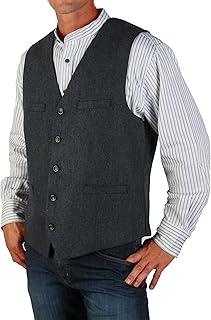 The Celtic Ranch Wool Blend Irish Tweed Mens Vest with Full Back, Adjustable Fabric Belt, 4 Pockets, and Herringbone Pattern