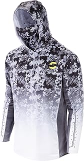 SYNKER Stealth All Weather Performance Fishing Camo Hoodie | UPF 50+ Long Sleeve Shirt for Men and Women, Camouflage (Black), Black, L