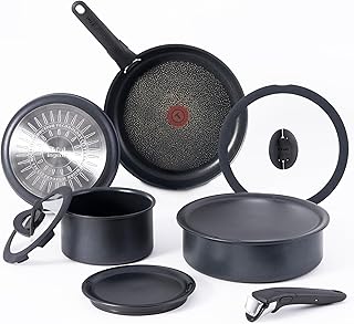 T-fal Ingenio Nonstick Cookware Set 10 Piece Induction Oven Broiler Safe 500F Cookware, Pots and Pans, Oven, Broil, Dishwasher Safe Black