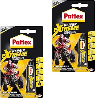 Pattex Repair Extreme 2 x 8g Tube Non-Shrinking and Flexible All-Purpose Adhesive Temperature Resistant Repair Glue Strong Adhesive for Indoor and Outdoor Use