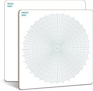 سكريبليدو شبكة دائرية مقاس 12 انش × 12 انش، لوحة بيضاء قابلة للمسح الجاف مزدوجة الجوانب، رسم خطوط شبكة قطبية رسم بياني معماري ثلاثي الابعاد بتصميم ثلاثي الابعاد للمنزل والمدرسة والفصول الدراسية