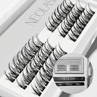 NEOLASH 54 Clusters False Lashes Soft Natural Fluffy Wispy Hybrid Individual with Eyelash Glue and Tweezers Go-to Set