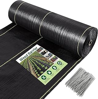 KANAGAWA 3ft x 300ft Durable Weed Barrier Fabric, 3.2oz Heavy-Duty Landscaping Fabric, Permeable Ground Cover for Garden, Lawn, and Outdoor Projects, Easy to Install, with 90 Staples