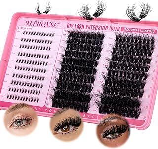 alphonse Fluffy Lash Clusters with Bottom Lashes Cluster Eyelash Extensions Thick Volume Individual Lashes 320pcs Lash Extension Clusters for Beginners (150D+200D, 12-20mm)