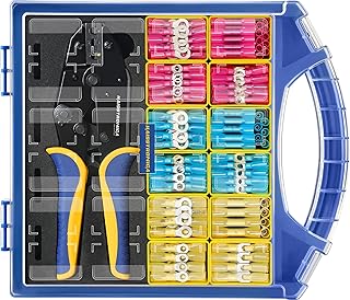 هايسترونيكا مجموعة موصلات اسلاك تنكمش بالحرارة من 380 قطعة، مجموعة موصلات اسلاك كهربائية من الدرجة البحرية 22-10، مع صناديق تخزين قابلة للازالة
