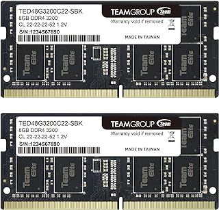 تيم جروب مجموعة ايليت DDR4 16GB (2 × 8GB) 3200MHz PC4-25600 CL22 بدون ذاكرة مؤقتة غير ECC 1.2 فولت SODIMM 260 دبوس للابتوب والنوت بوك والكمبيوتر - TED416G3200C22DC-S01-16GB