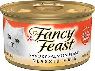 Purina Fancy Feast Classic Savory Salmon Feast Cat Food, Multicolor, 85 g, Pack of 24