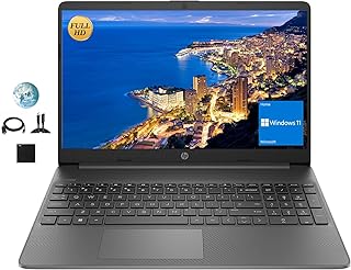 HP احدث لابتوب للاعمال بشاشة FHD 15.6 انش ومعالج انتل رباعي النواة i3-1215U (افضل من i5-1155G7) حتى 4.4GHz وRAM 32GB وSSD NVMe 1TB وشحن سريع ولوحة ارقام وبلوتوث وواي فاي وHDMI وويندوز 11 وملحقات جي ام