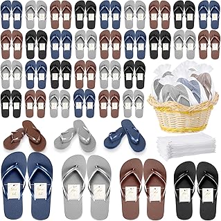 Unittype 48 Pairs Flip Flops Bulk for Wedding Guests Hotel Slippers with Size Cards and Bags for Wedding Beach Pool