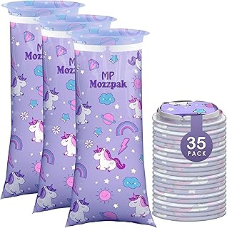 MP MOZZPAK Unicorn Kids Vomit Bags Disposable 35 Pack - Emesis Bags, Leak-Proof Barf Bags, Motion Sickness Relief for Children, Travel Friendly Puke Bags, Throw up Bags for Car, Plane, & Road Trips