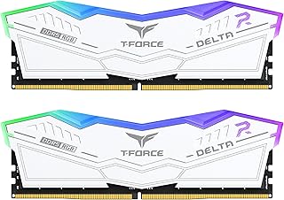 تيم جروب ذاكرة RAM دلتا RGB DDR5 من تي فورس 32GB (2x16GB) 6400MHz PC5-51200 CL32 A-DIE لشريحة تعريف سلسلة 600 700 XMP 3.0 أبيض جاهز - FF4D532G6400HC32ADC01