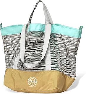 STOVER Mesh Tote Beach, Vacation, Shopping and Travel Shoulder Bag with Storage Pouch for Women, Men and Families