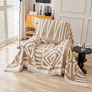 DREAMINGO Armchair Sofa Slipcover Boho Couch Cover for Recliner Sofa 1 Cushion Chenille Chair Cover Living Room Furniture Protector Chair Couch Cover for Dogs Pets Washable, 71"x71", Khaki