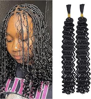 Deep Wave Bulk Hair for Braiding 2 Packs Curly Braiding Hair and Wavy No Weft No Weft Brazilian Virgin Curly Deep Wave Bulk Hair Bundles Bohemian Braiding Hair Extensions wet and wavy braiding hair