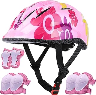 Lamsion Kids Helmet Adjustable with Sports Protective Gear Set Knee Elbow Wrist Pads for Toddler Ages 3 to 8 Years Old Boys Girls Cycling Skating Scooter Helmet