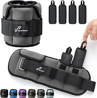 Sportneer Adjustable Ankle Weights for Women and Men 1 Pair of 2 4 6 8 10 LBS Heavy Weighted Leg Weights with Adjustable Straps, Strength Training Weights for Yoga, Aerobics, Gym, Fitness, Workout,