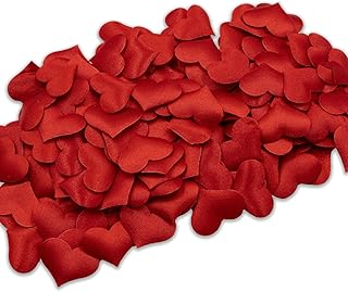 Summer-Ray 400pcs 35mm Padded Satin Hearts Confetti Decoration for Weddings, Valentine's Day Decoration (Red)