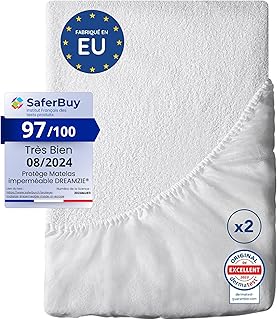 Dreamzie Waterproof Mattress Protector Made in EU – Oeko Tex Certified Hypoallergenic (2, 90 x 200 cm)