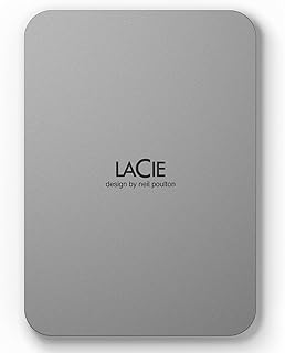 محرك الأقراص الثابتة الخارجي المحمول LaCie سعة 5 تيرابايت - فضي قمري، USB-C 3.2، من مواد معاد تدويرها بعد استخدامها من قِبل المستهلك (STLP5000400)، usb_3.0، محرك خارجي