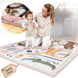 KIDDY KINGDOM Premium Baby Play Mat / Crawling Mat Baby - 180 x 140 cm Extra Thick - High-Quality Baby Mat Made of Memory Foam - Children's Play Mat / Rug Children's Room - Crawling Blanket for Baby