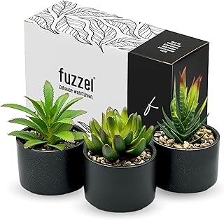 fuzzel Artificial Plants 3 Pieces Artificial Plants - Decorative Living Room Bathroom Bedroom Office Desk Windowsill - Aesthetic Room Decor Modern Home - Succulents Small - Artificial Plant Like Real