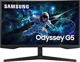 سامسونج شاشة العاب منحنية 32 انش سلسلة G55C QHD 1000R 1 مللي ثانية (ام بي ار تي)، HDR10، 165Hz، AMD راديون فري سينك، العناية بالعين، LS32CG550ENXZA، 2024، أسود