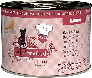 catz finefood Ragout N° 603 Goose & Turkey Wet Cat Food - Delicatessen Wet Food for Cats in Sauce without Grain and Sugar with High Meat Content, 6 x 190 g Tin