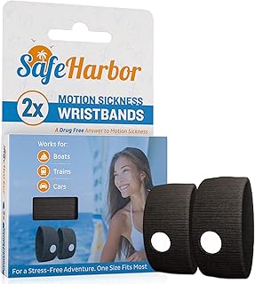 SafeHarbor Motion Sickness Wristbands | 2 Anti Nausea Travel Wrist Bands for Your Cruise Essentials | Natural Nausea Relief and Sea Sickness Bracelets For Children and Adults | Helpful E-Book Included