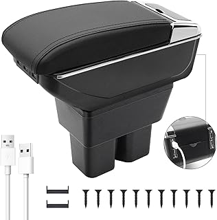 7USB Ports Car Armrest Box for Suzuki Jimny 2018-2024 Double-Layer Leather Car Center Console Organizer Accessories Storage Space with Cup Holder